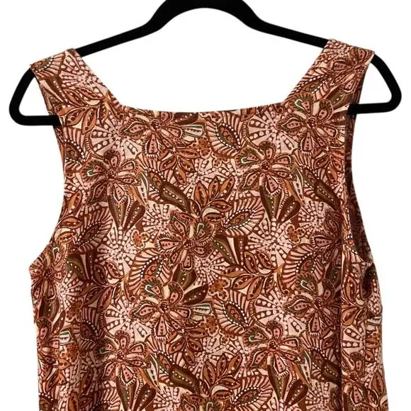 Garnet Hill Vale Linen Paisley Floral Tank Dress Size 12 - Picture 5 of 10